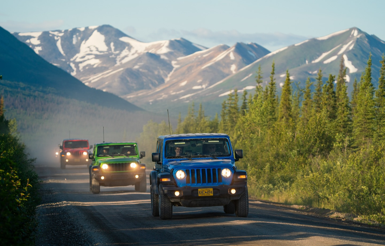 three jeeps on Denali highway